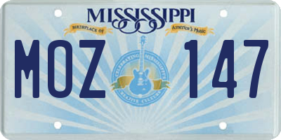 MS license plate MOZ147