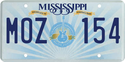 MS license plate MOZ154