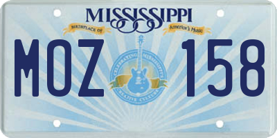 MS license plate MOZ158