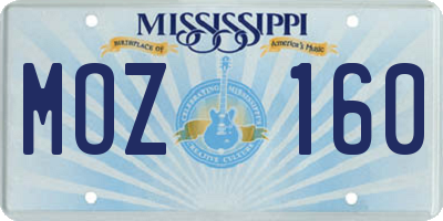 MS license plate MOZ160