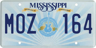 MS license plate MOZ164