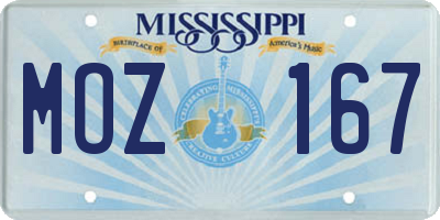 MS license plate MOZ167