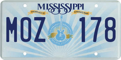 MS license plate MOZ178