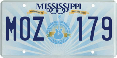 MS license plate MOZ179