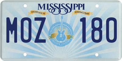 MS license plate MOZ180