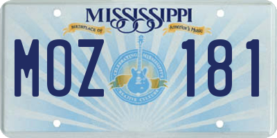 MS license plate MOZ181