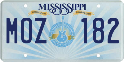 MS license plate MOZ182