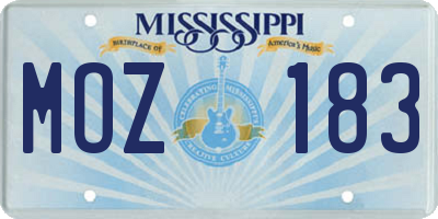 MS license plate MOZ183