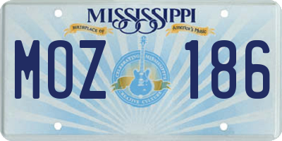 MS license plate MOZ186