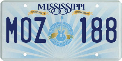 MS license plate MOZ188