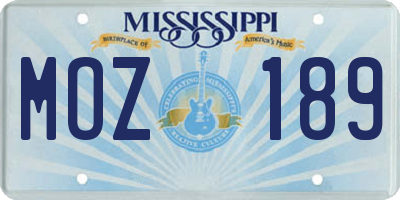 MS license plate MOZ189