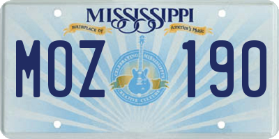 MS license plate MOZ190
