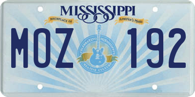 MS license plate MOZ192