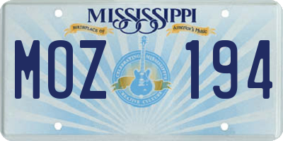 MS license plate MOZ194