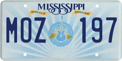 MS license plate MOZ197
