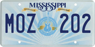 MS license plate MOZ202