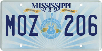 MS license plate MOZ206