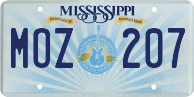 MS license plate MOZ207