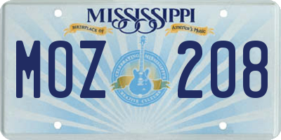 MS license plate MOZ208