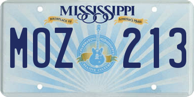 MS license plate MOZ213