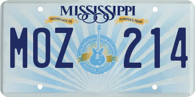 MS license plate MOZ214