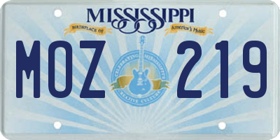 MS license plate MOZ219
