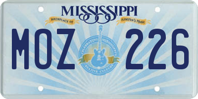 MS license plate MOZ226