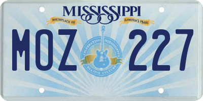 MS license plate MOZ227