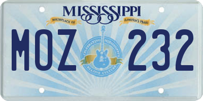 MS license plate MOZ232