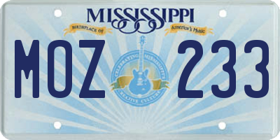 MS license plate MOZ233