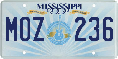 MS license plate MOZ236