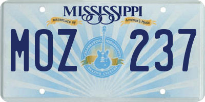 MS license plate MOZ237