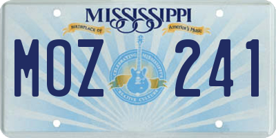 MS license plate MOZ241