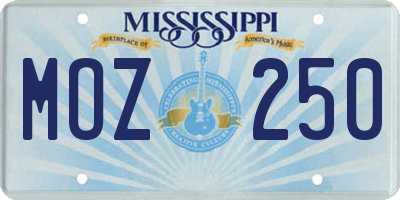 MS license plate MOZ250
