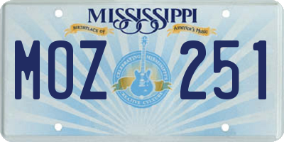 MS license plate MOZ251