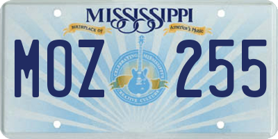 MS license plate MOZ255