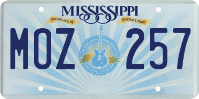 MS license plate MOZ257