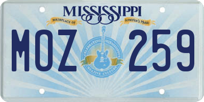 MS license plate MOZ259