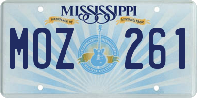 MS license plate MOZ261