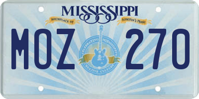 MS license plate MOZ270