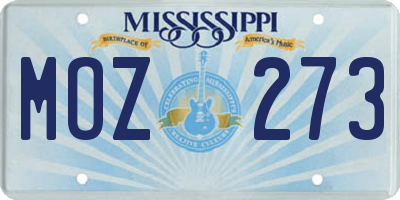 MS license plate MOZ273