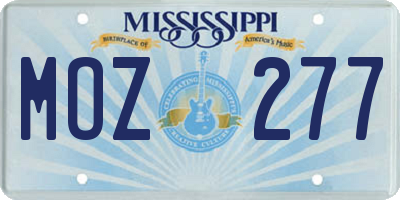 MS license plate MOZ277