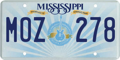 MS license plate MOZ278