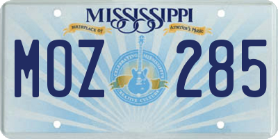 MS license plate MOZ285