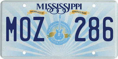 MS license plate MOZ286