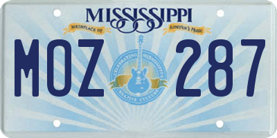 MS license plate MOZ287