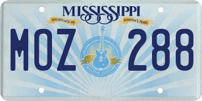MS license plate MOZ288