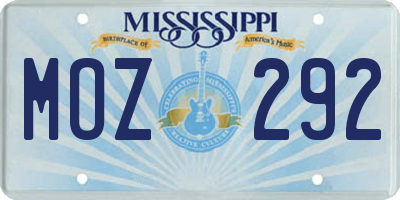 MS license plate MOZ292