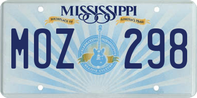 MS license plate MOZ298