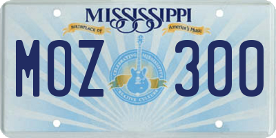 MS license plate MOZ300